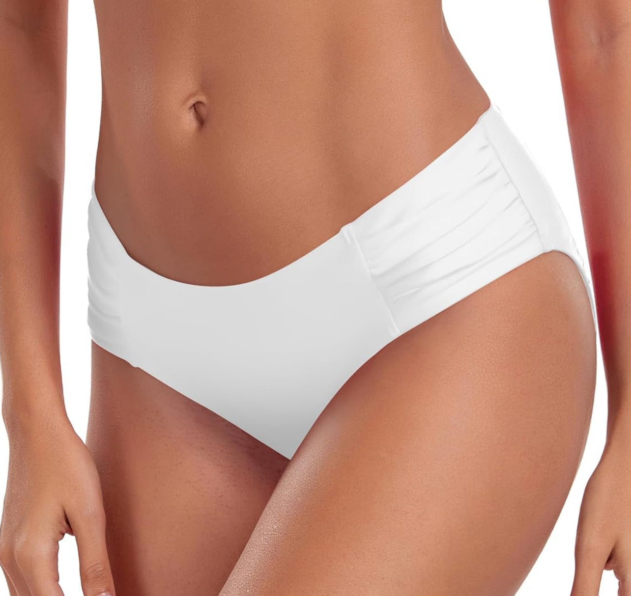 Full Coverage White Bikini Bottoms