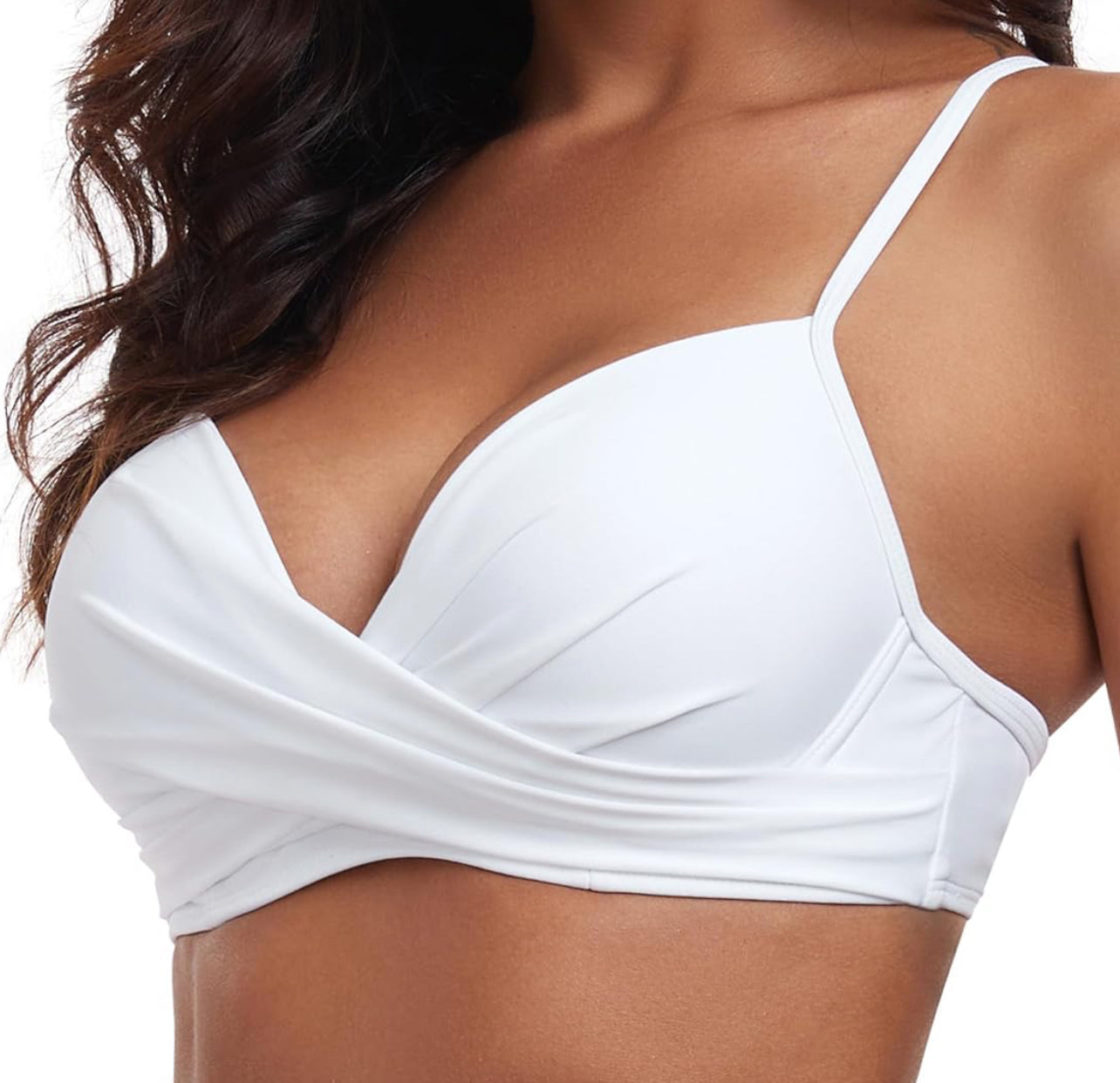 Full Bust Lift & Support White Bikini Top