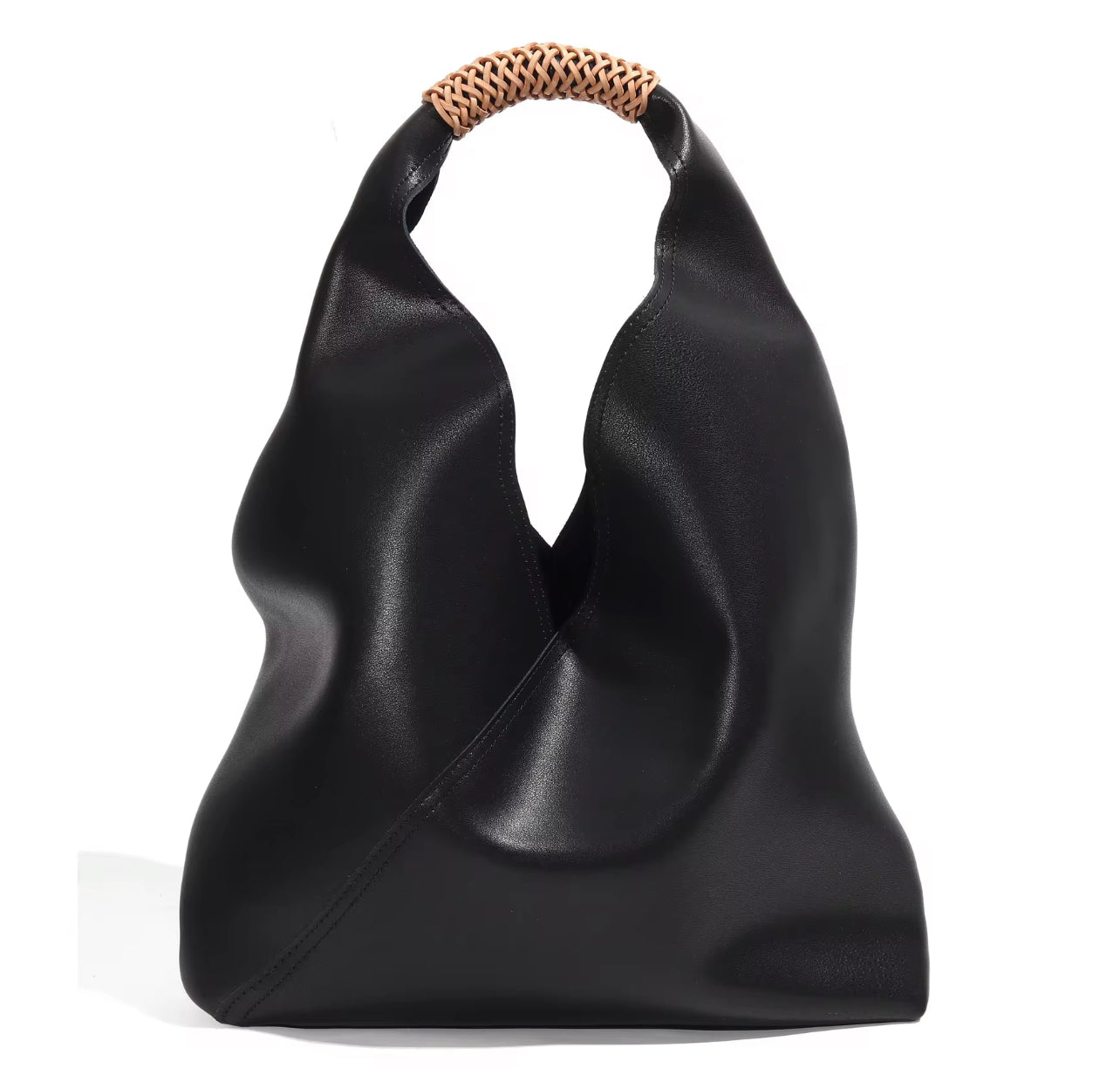 The Sculptural Minimalist Leather Tote - Genuine Leather