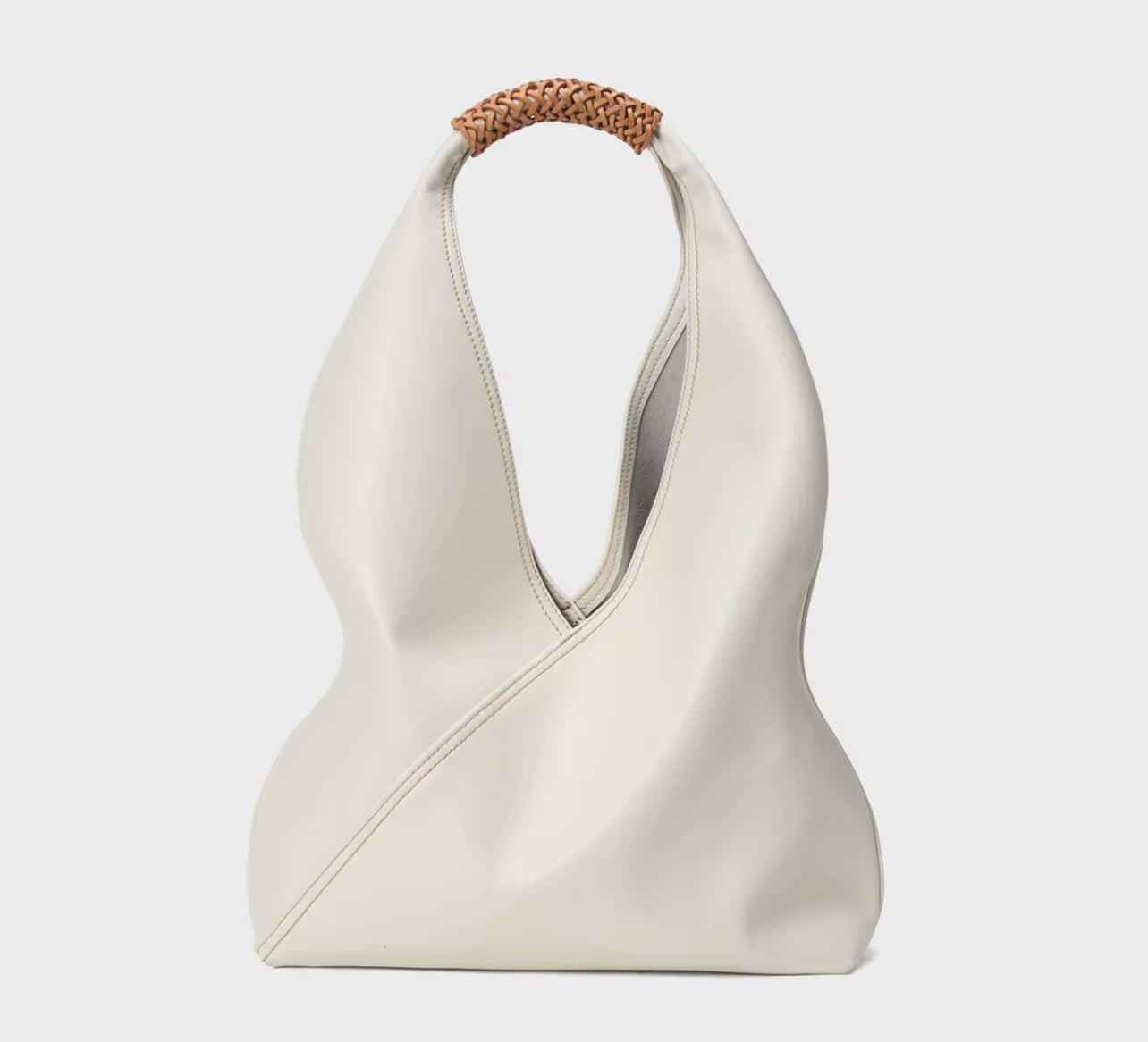 The Sculptural Minimalist Leather Tote - Genuine Leather