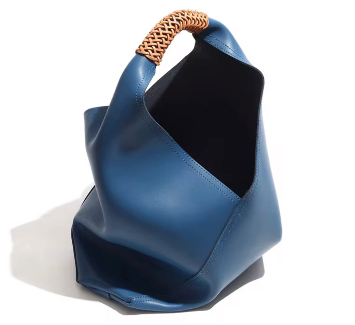 The Sculptural Minimalist Leather Tote - Genuine Leather