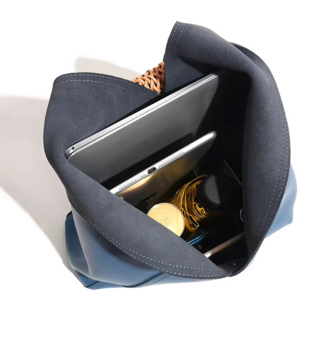 The Sculptural Minimalist Leather Tote - Genuine Leather