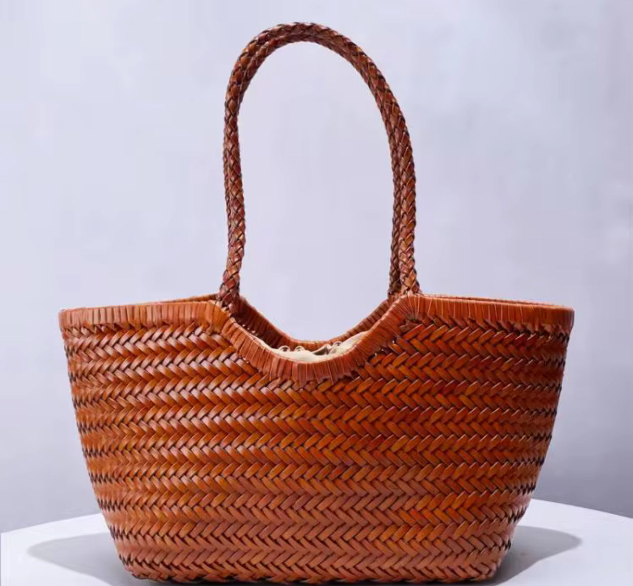 The Minimalist Market Tote - Hand-braided Cow Leather Bag