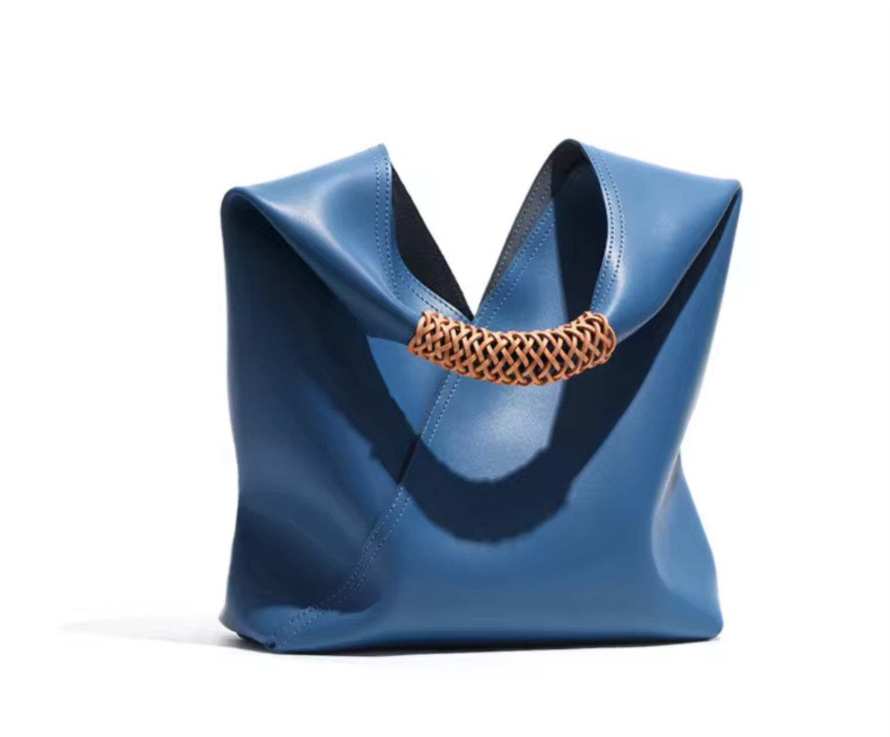 The Sculptural Minimalist Leather Tote - Genuine Leather