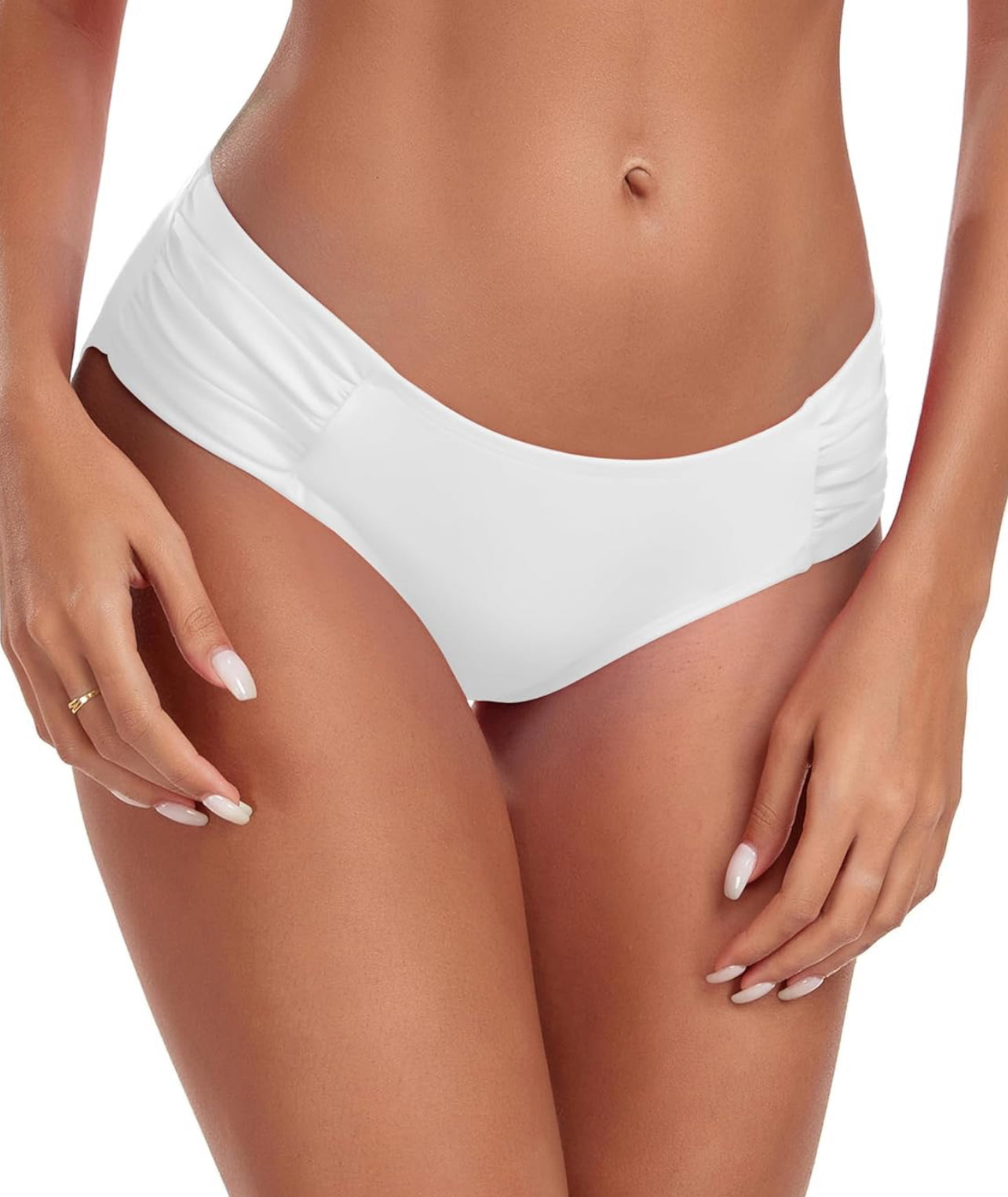 Full Coverage White Bikini Bottoms