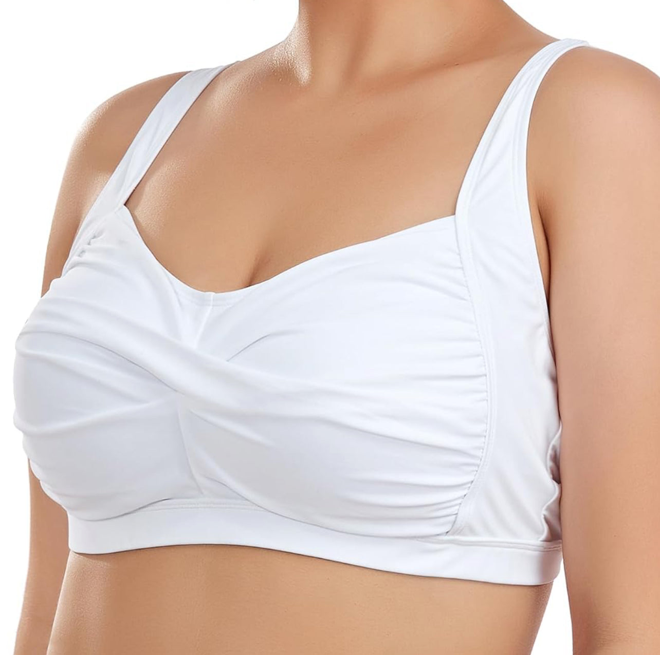 Bustier Full Coverage White Bikini Top