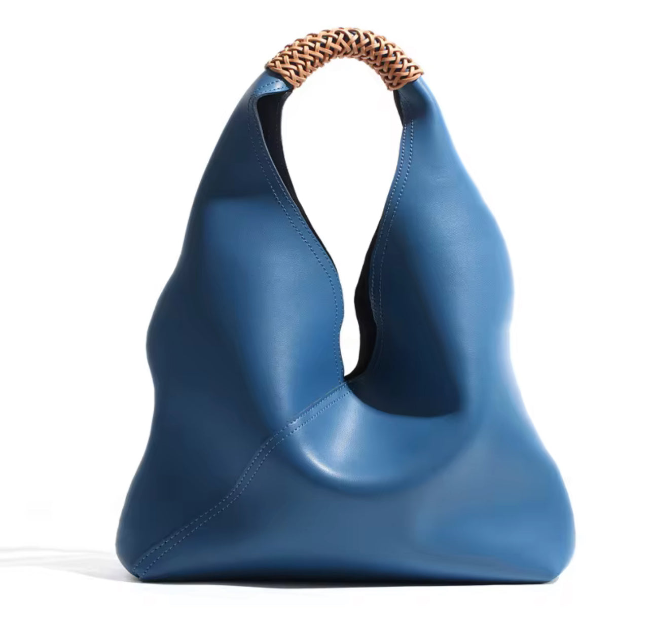 The Sculptural Minimalist Leather Tote - Genuine Leather
