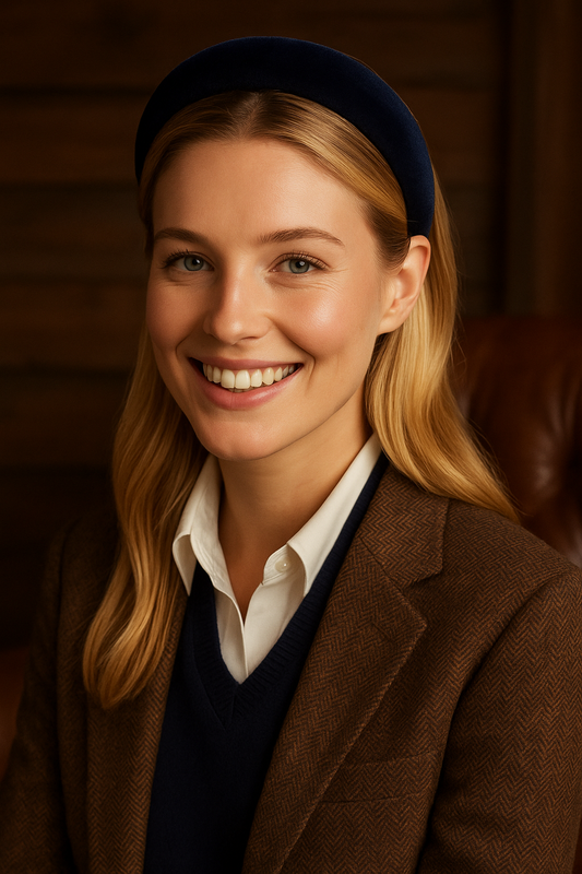 The Ivy Prep Thick Navy Velvet Headband